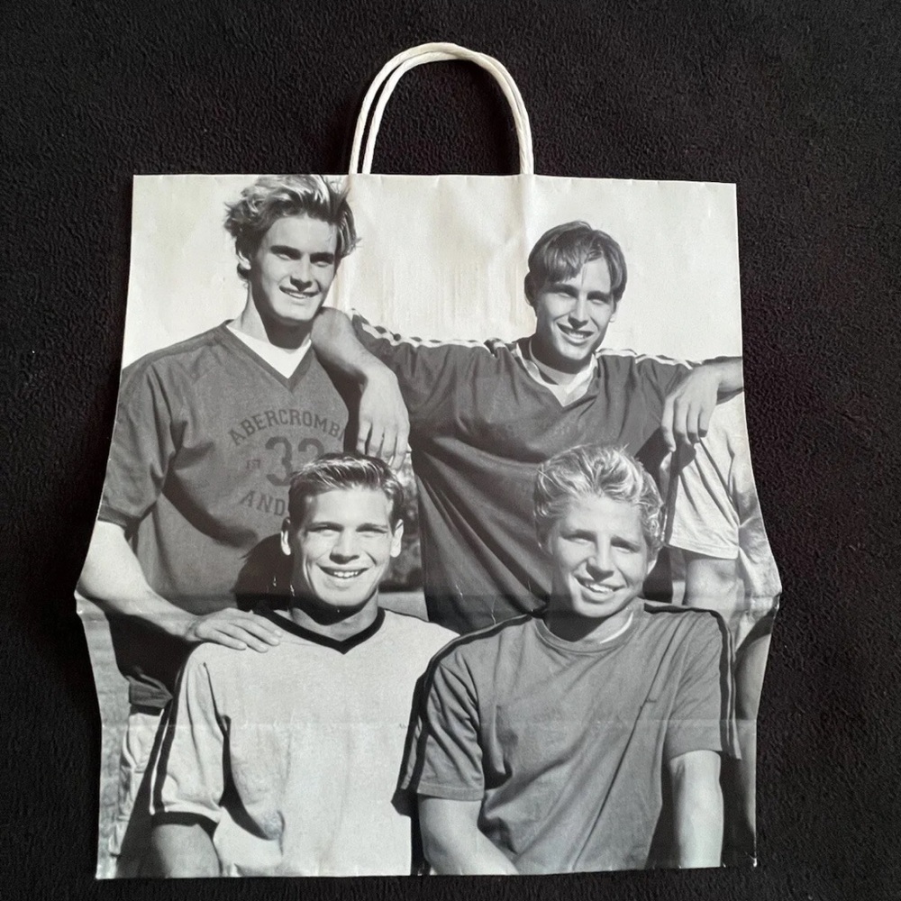 Abercrombie & Fitch Vintage Shopping Bag Black and White Images Logo Side RARE!